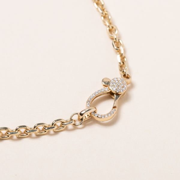 14k Gold Necklace w/diamond clasp 18"