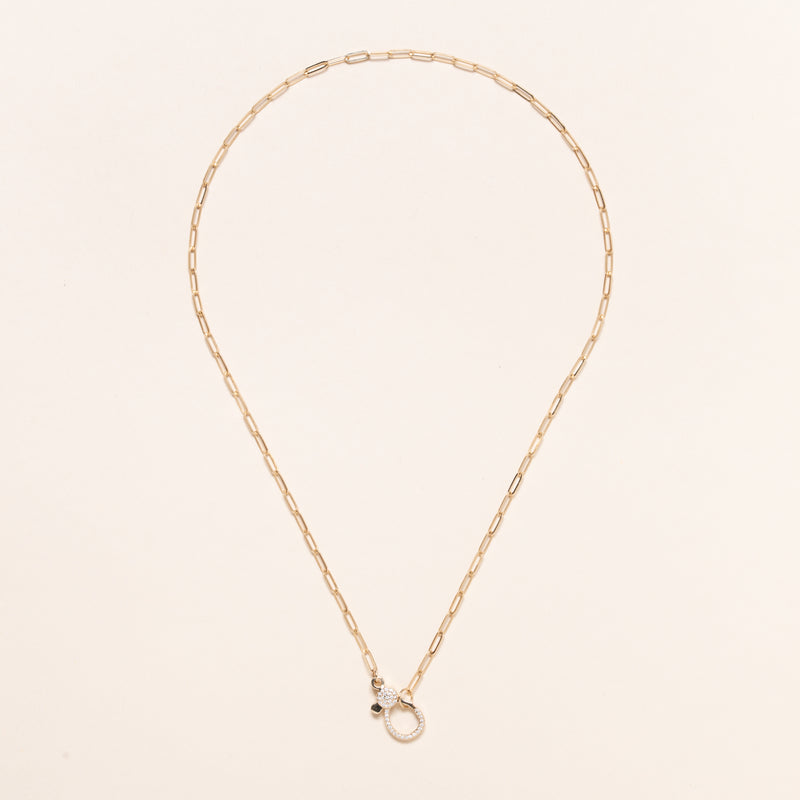 14k Gold Necklace Paper Clip Chain 18"