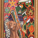 "Woman with Lulu and Pretzel" Painting
