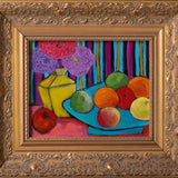 “Mixed Fruit with Stripes” Painting