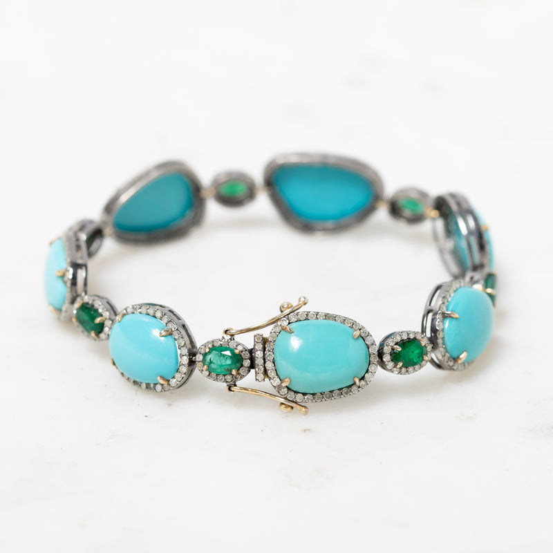 Turquoise and Emerald Bracelet