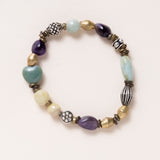 Aquamarine, Amethyst, Tibetan Silver & African Brass