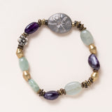 Aquamarine, Amethyst, Tibetan Silver, African Brass with Silver & Diamond Bead