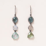 Bi Color Kyanite, Raw Sapphire & Watermelon Tourmaline Earrings