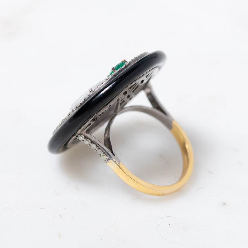 Emerald and Enamel Ring