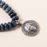 Peruvian Blue Opal Necklace with Silver and Diamond Pendant
