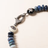 Peruvian Blue Opal Necklace with Silver and Diamond Pendant