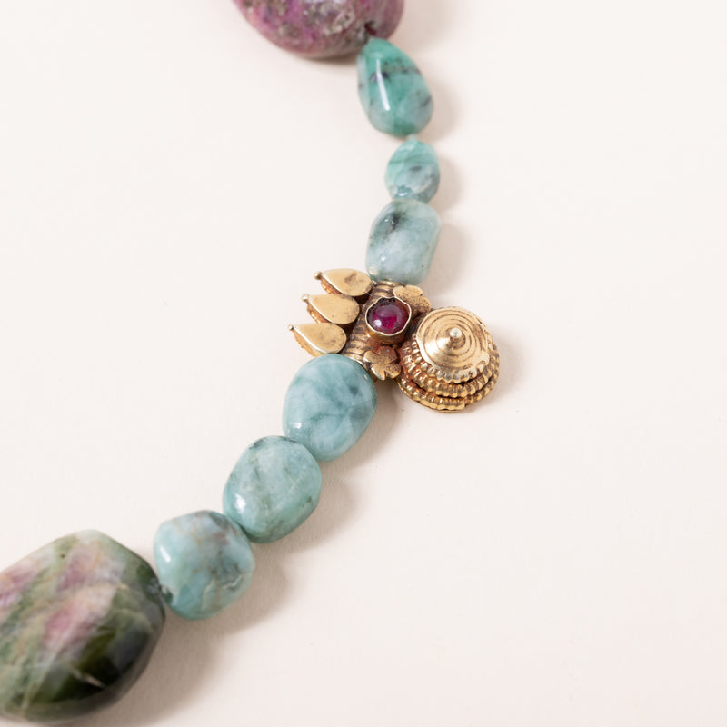 Emerald, Tourmaline and Amethyst Necklace
