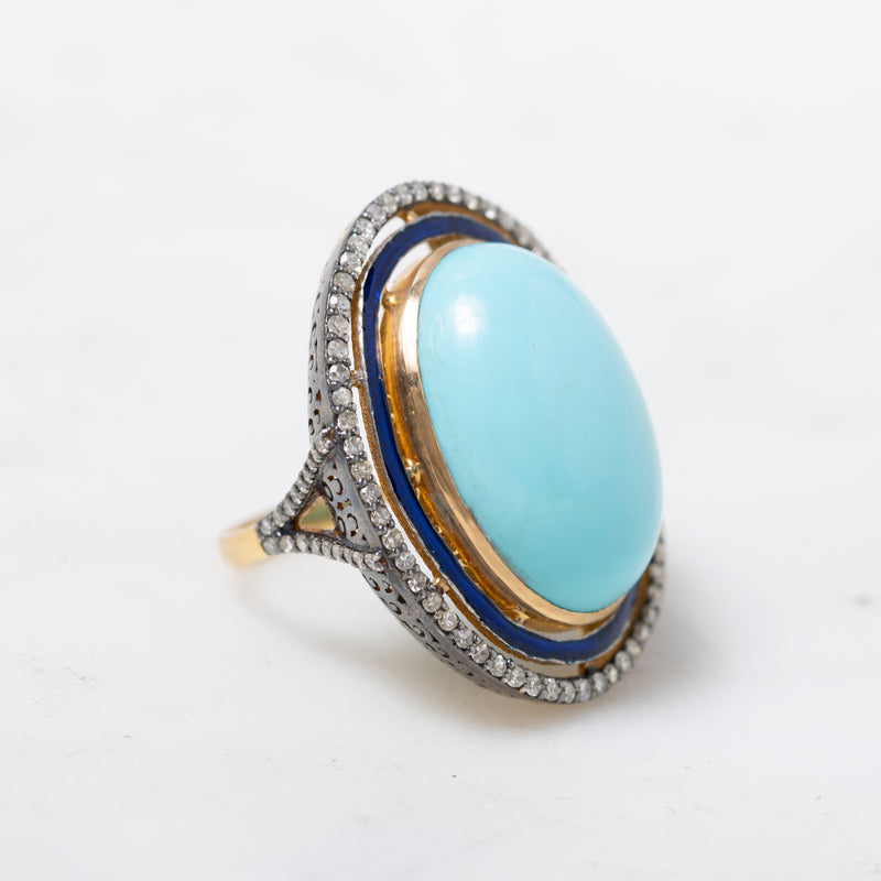 Turquoise and Diamond Ring