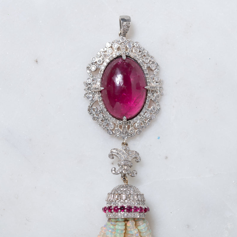 Ruby Pendant with Opal Strands Pendant