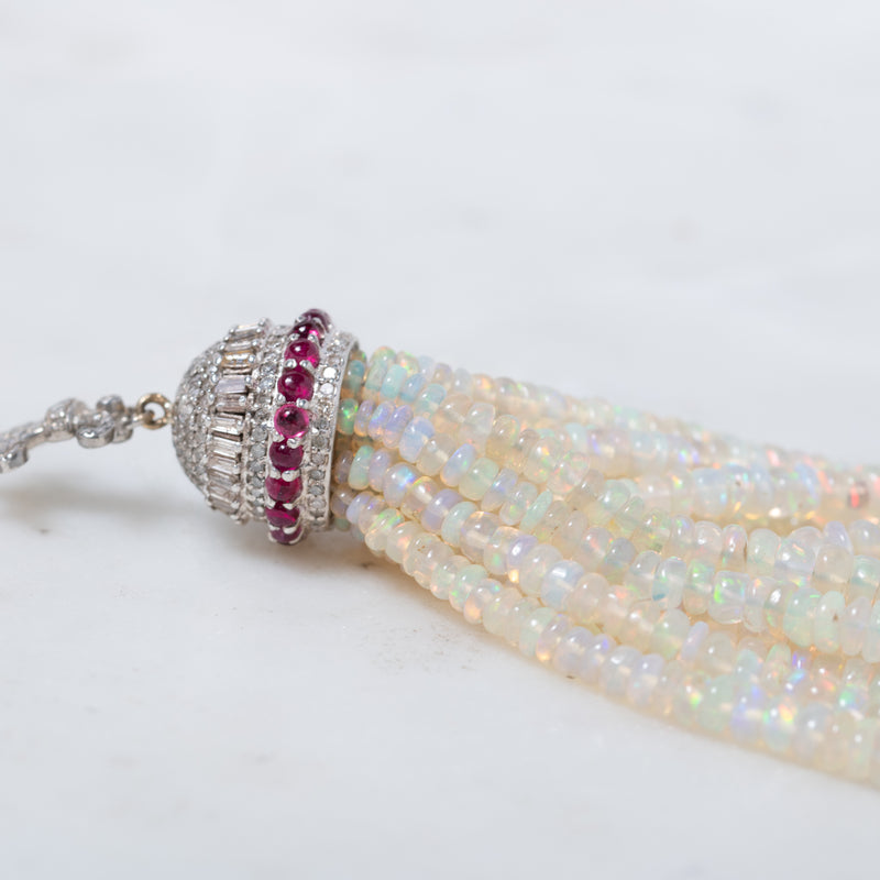 Ruby Pendant with Opal Strands Pendant