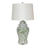 Celadon Dragon Mortif Porcelain Temple Jar Table Lamp