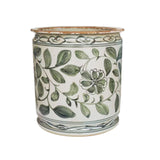 Olive Green & White Porcelain Orchid Pot Twisted Lotus