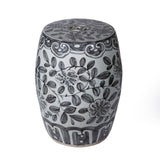 Black Peony Vine Village Garden Stool
