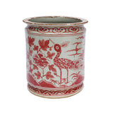 Underglaze Red Orchid Pot Bird Motif