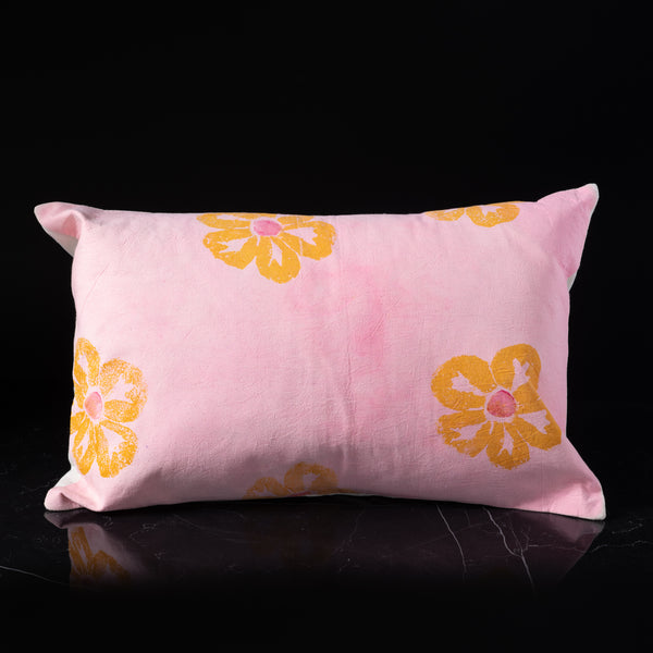 Eco Lumbar Pillow - Pink Flowers