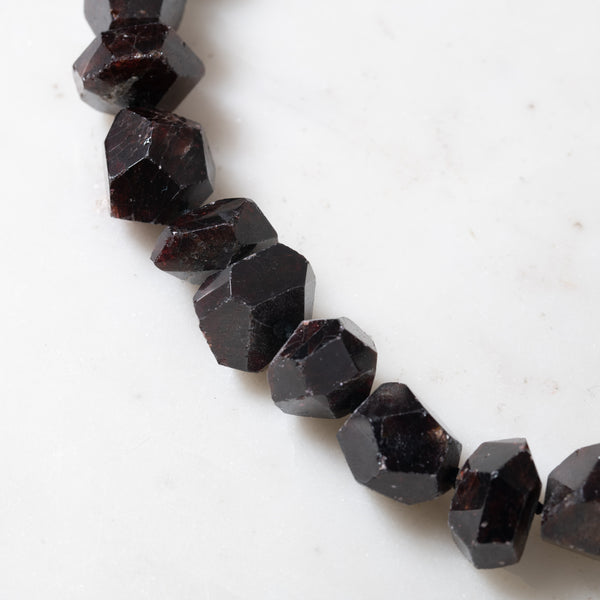 Large Garnet Necklace with Silver Clasp