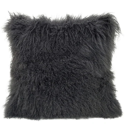 Tibetan Lamb Pillow in Charcoal
