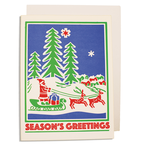 Santa with Sleigh, Christmas Card
