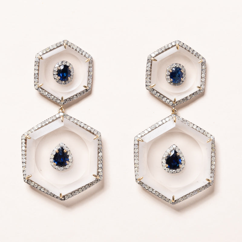 crystal and sapphire earrings 