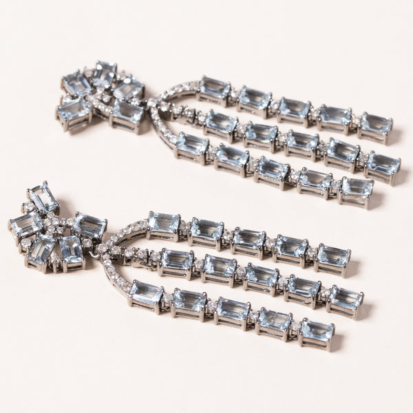 Aquamarine and Diamond Art Deco Earrings