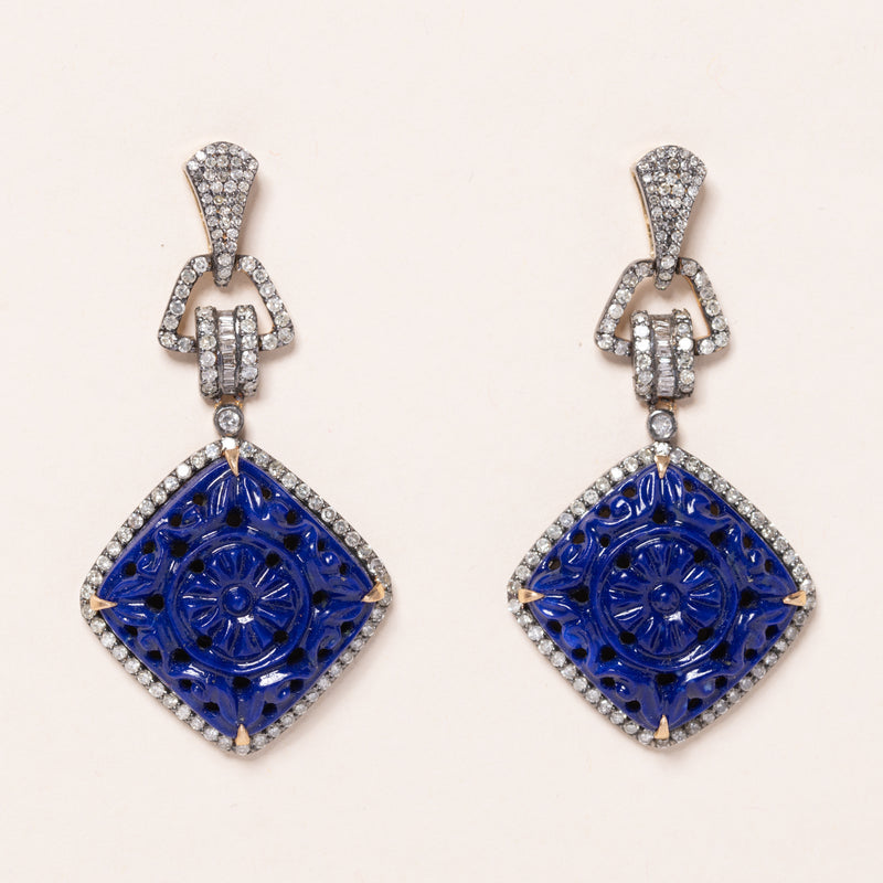 carved lapis earrings