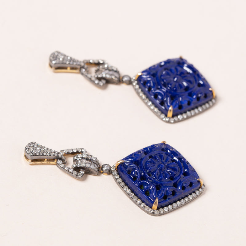 carved lapis earrings