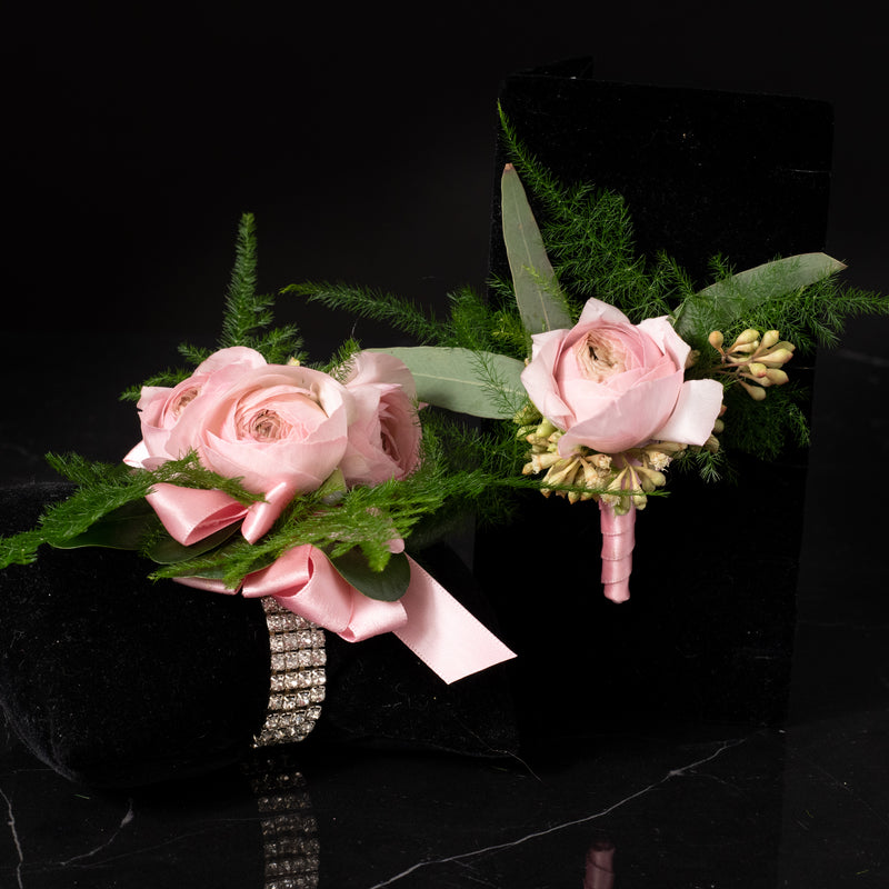Pink Boutonniere and Corsage