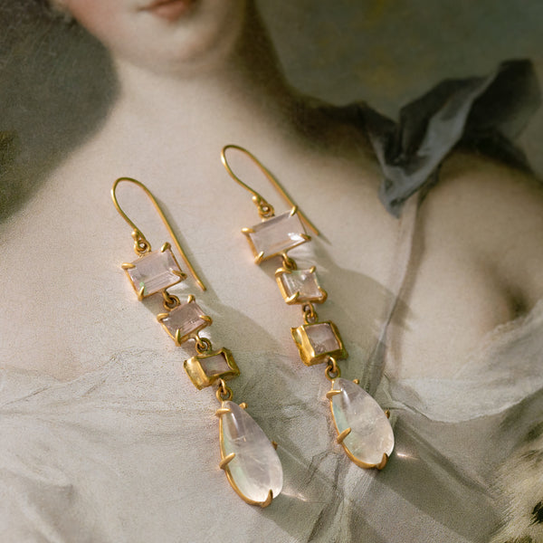 kunzite moonstone Margery hirschey drop earrings 