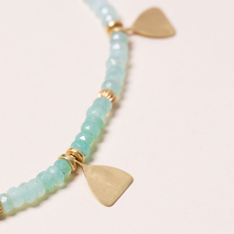Aquamarine and Gold Paddle Necklace
