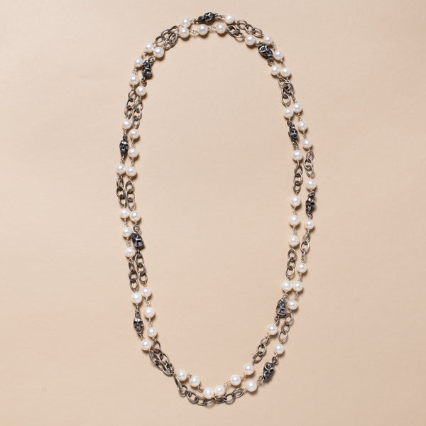 Pearls and Skulls Necklace