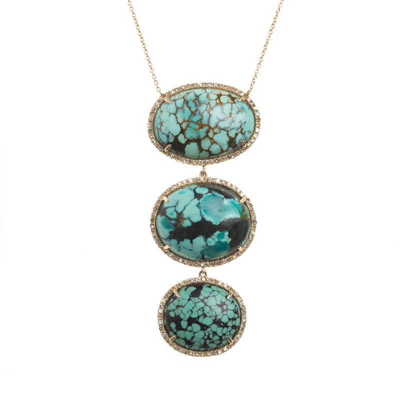 turquoise drop gold necklace 