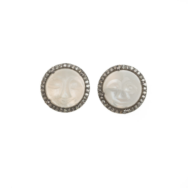 moonstone face stud earrings 
