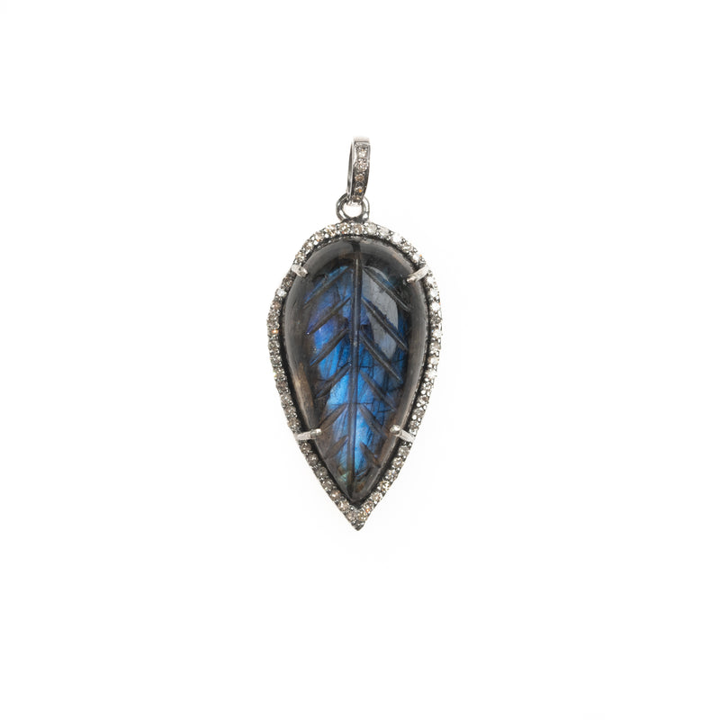 carved leaf labradorite pendant 