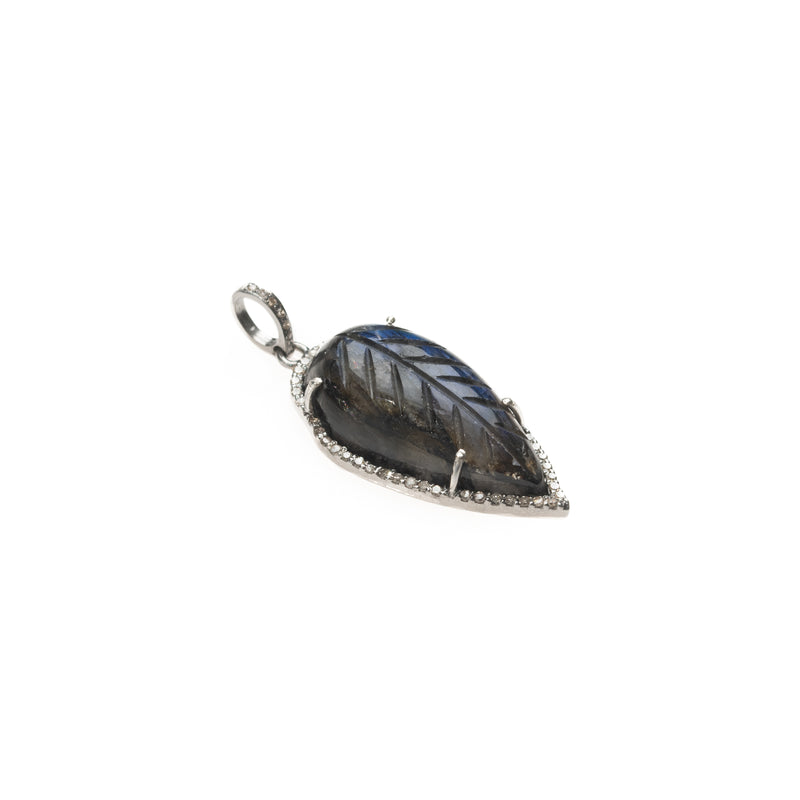 carved leaf labradorite pendant 
