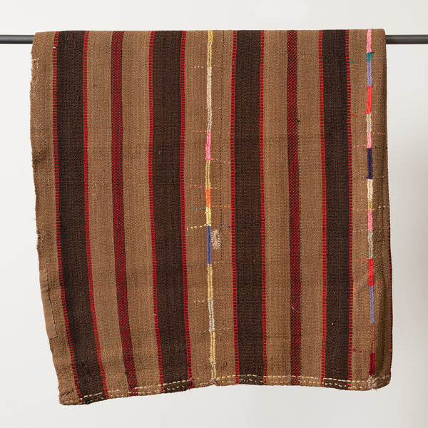 Colorful Stripe Kilim Rug - 256x178 - Brown Tan and Red