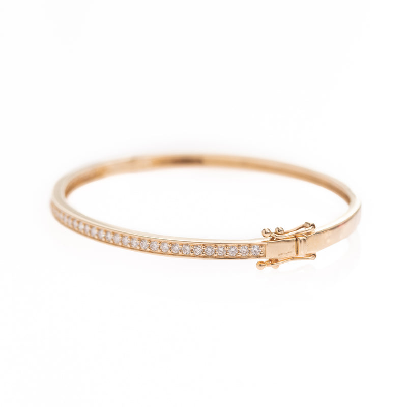 single diamond row gold bangle bracelet 