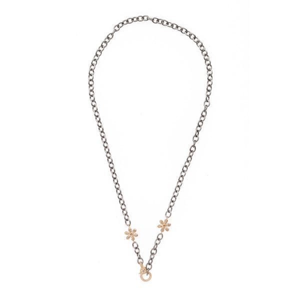 gold flower and silver chain 18"