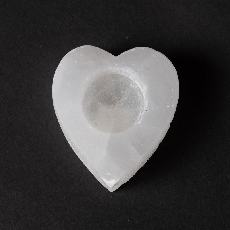 Selenite Heart Votive Candle Holder