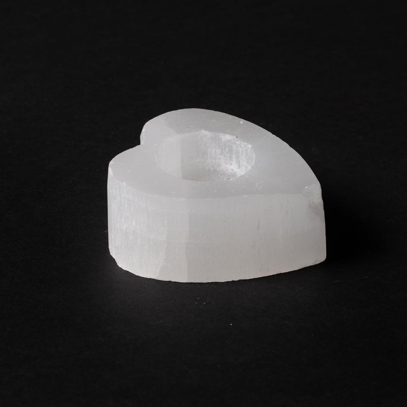 Selenite Heart Votive Candle Holder