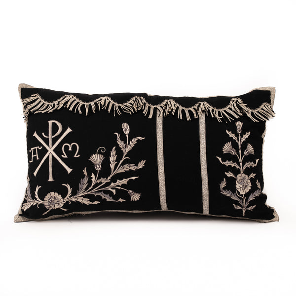 B&W Church Stitch Sampler Pillow