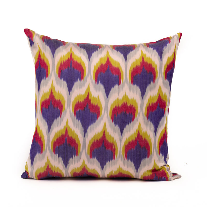 Ikat Silk Colorful Feather 24x24 Pillow