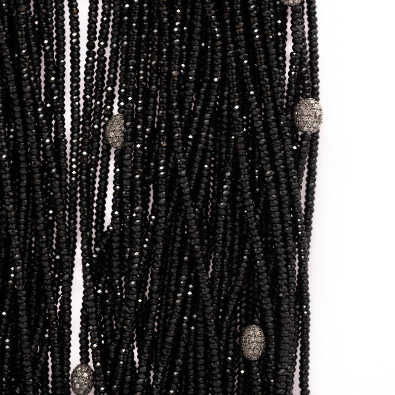 Onyx and Diamond Bead Necklace