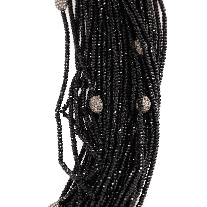 Onyx and Diamond Bead Necklace