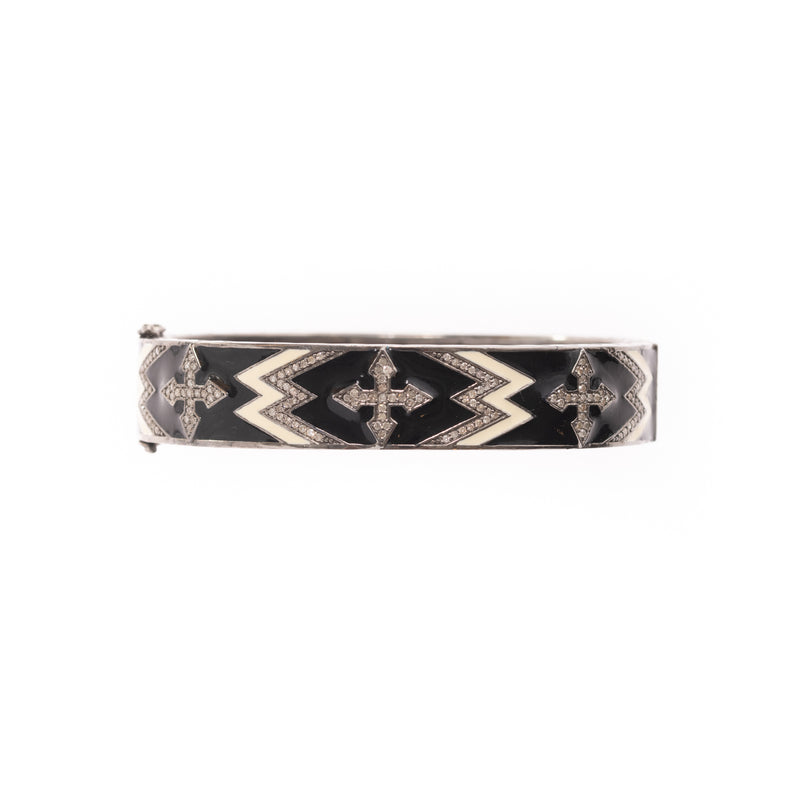 Diamond and Enamel Cross Bracelet