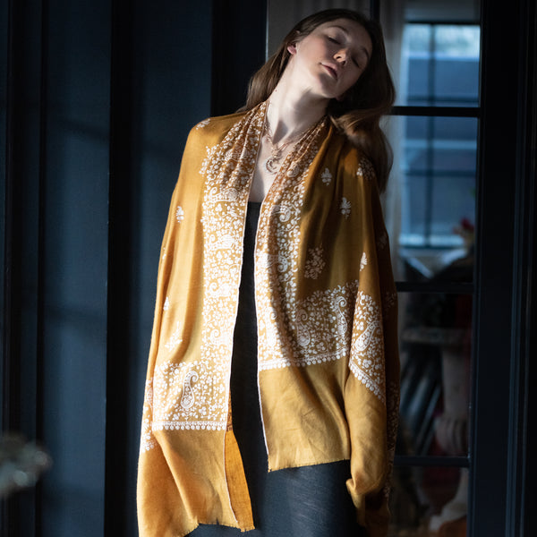 stitched artisan made Indian cashmere cloth wrap
