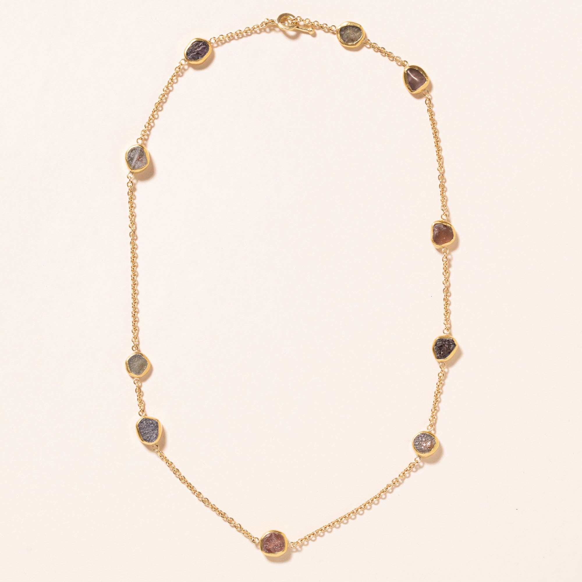 raw pink sapphire necklace 22k 