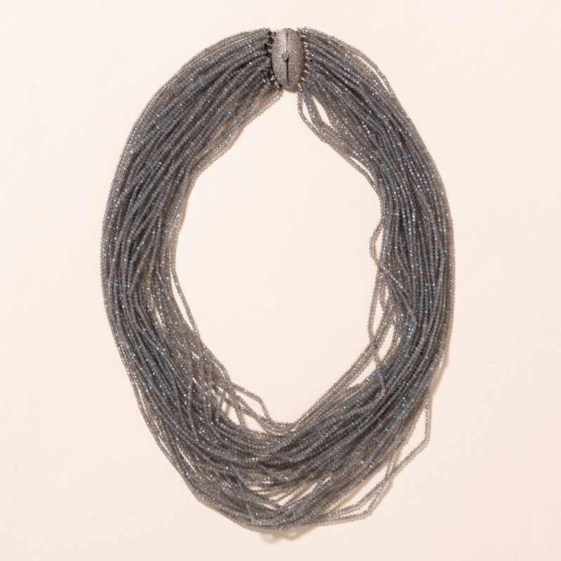labradorite strand with diamond clasp necklace