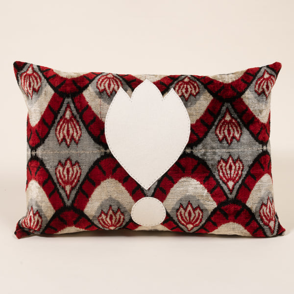 White Design & Red Pattern Pillow