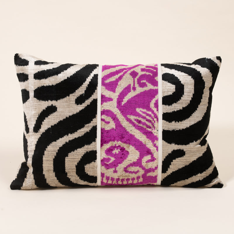 Black, White, & Pink Split Pattern Pillow